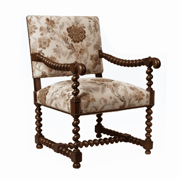 Fauteuil de style Louis XII blanc a spirales Fauteuil de style Louis XII blanc à spirales