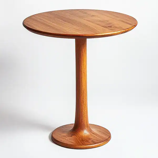 Table ronde en bois a 1 pied central