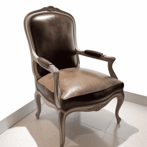 Voltaire fauteuil herontworpen in distressed leer