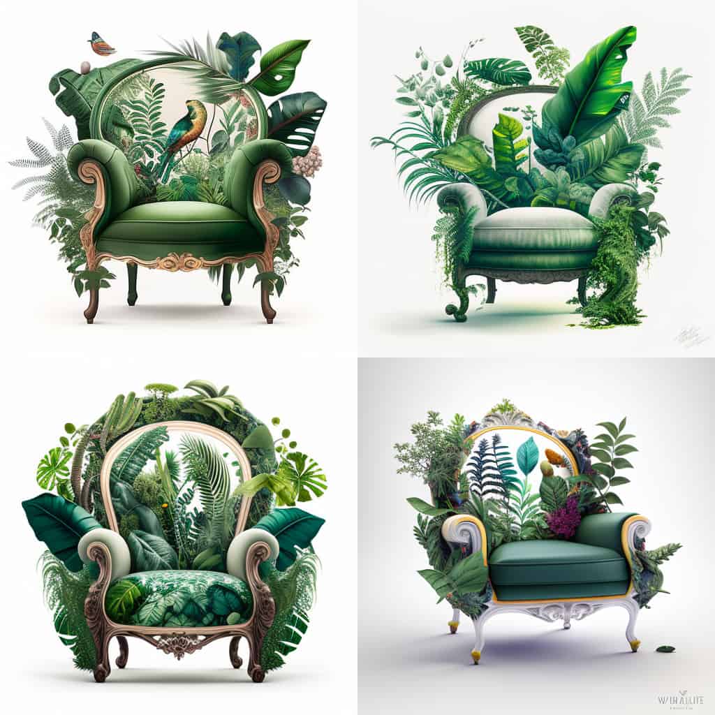 Fauteuil Voltaire relooking végétal nature jungle