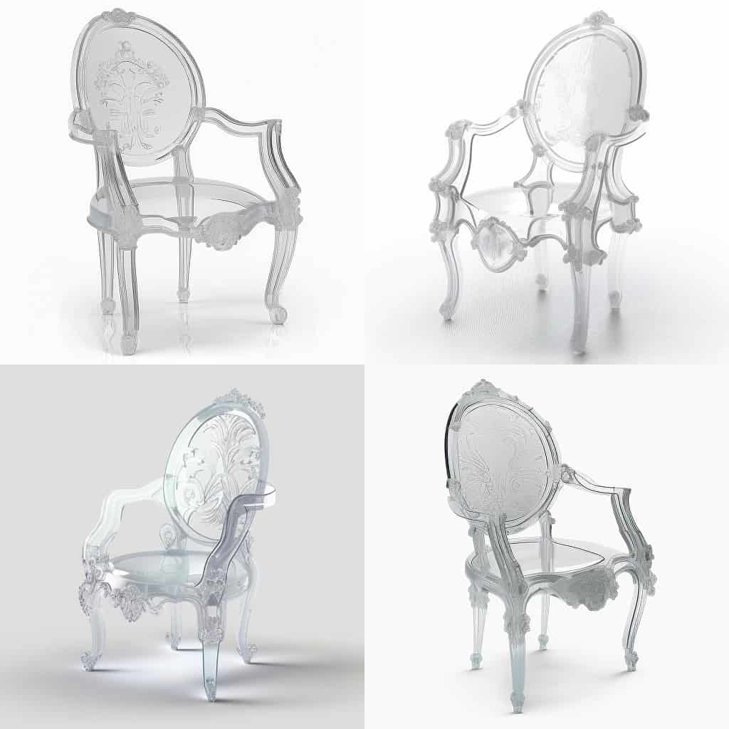Louis XV medaillon fauteuils in transparant polycarbonaat