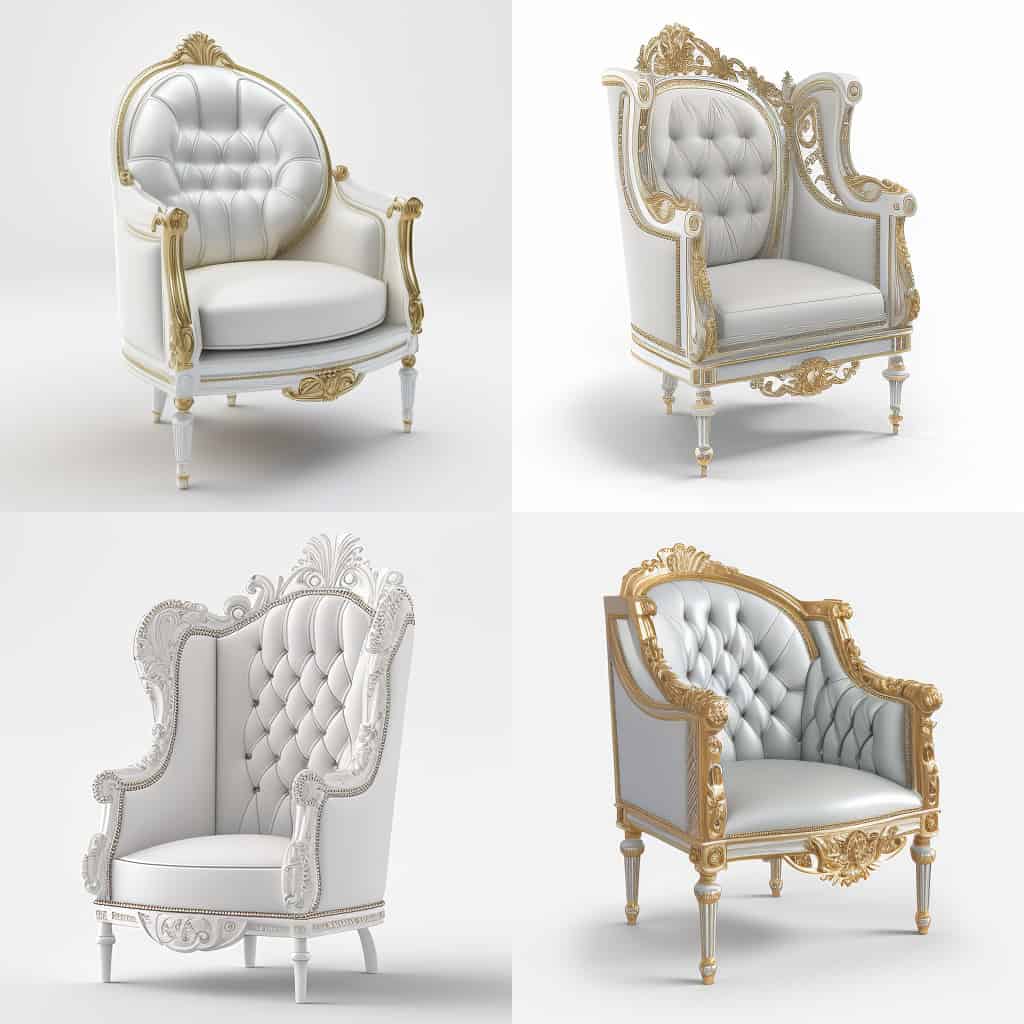 Louis XVI fauteuils relooked in wit leer en goud