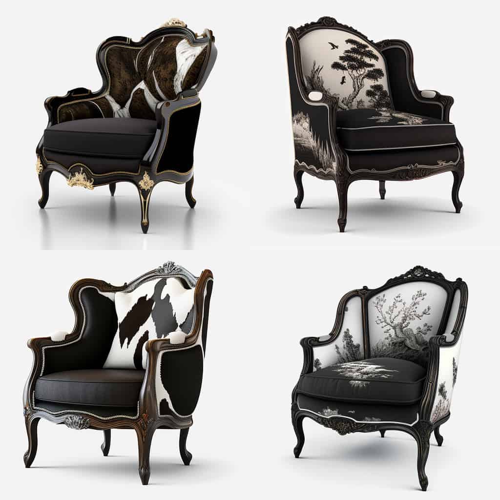 Relookings de bergère Louis XV bois et tissu noir et brun