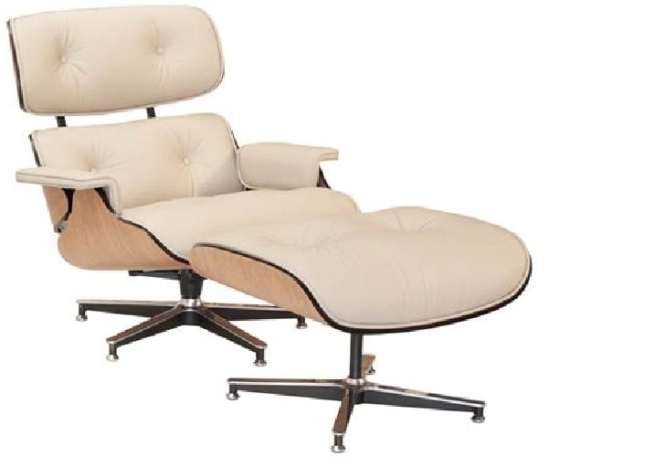 Fauteuil Charles Eames Lounge Chair en cuir rose