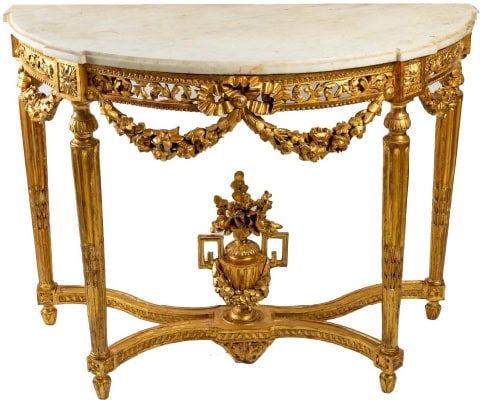 Console Louis XVI demi lune en marbre