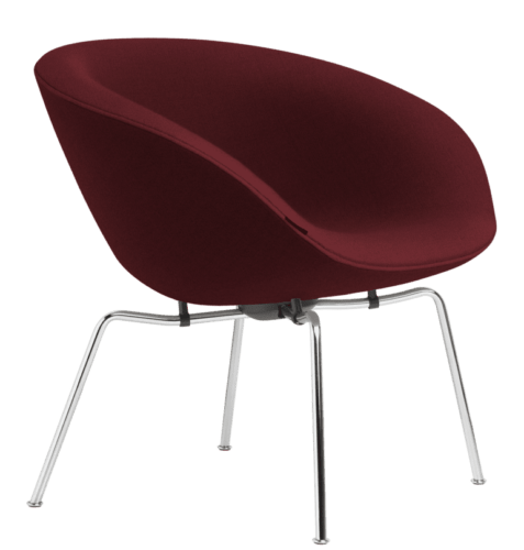 Arne Jacobsen fauteuil the pot tissu rouge