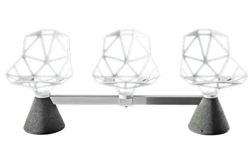 Banc associant 3 Chair One de Konstantin Grcic chez Magis