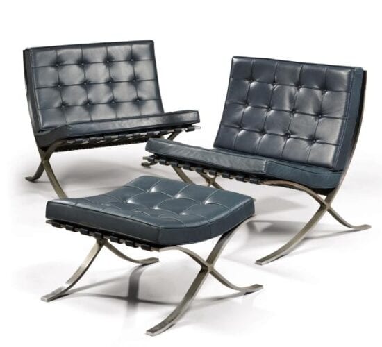 Chaises Barcelona et tabouret - Lilly Reich et Ludwig Mies van der Rohe