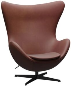 Fauteuil Egg cuir brun Arne Jacobsen