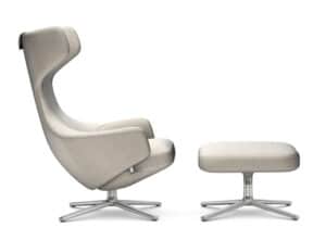 Antonio Citterio fauteuil Grand Repos beige et ottoman Vitra