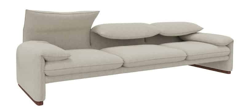 Divan Maralunga tissu beige de Vico Magistretti chez Cassina