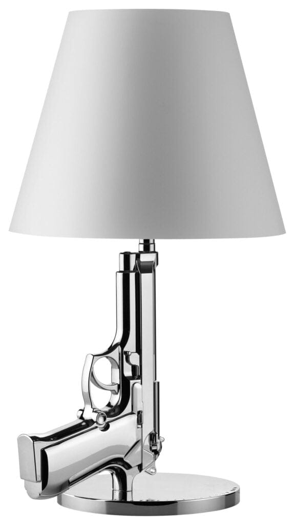 Lampe de chevet Gun argent de Philippe Starck chez Flos