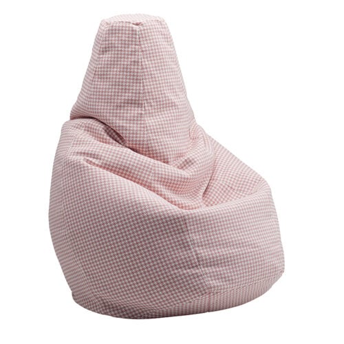 Pouf Sacco tissu pied de poule rose et blanc
