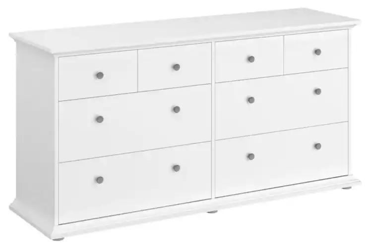 Commode bois blanche 8 tiroirs
