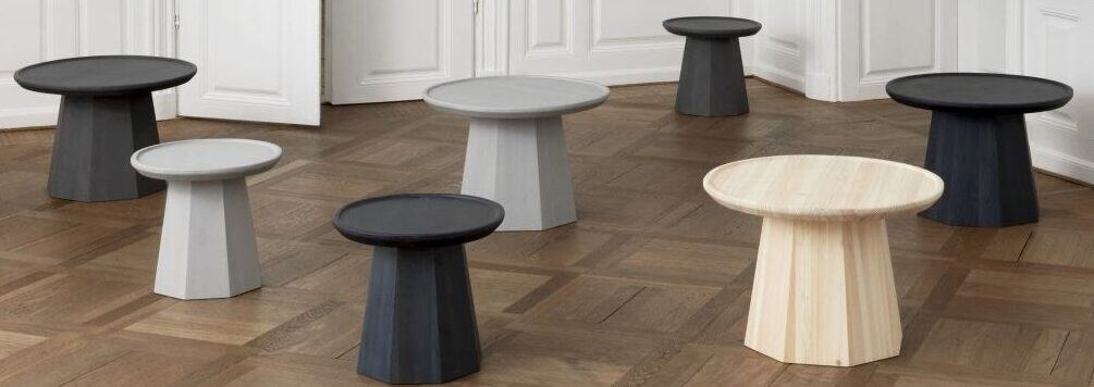 Table basse en pin massif teinté gris Normann