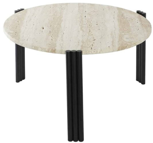 Table basse travertin métal noir