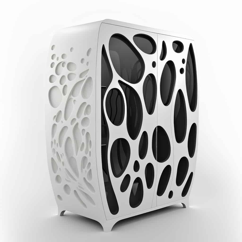 Armoire design organique blanc noir style Ross Lovegrove