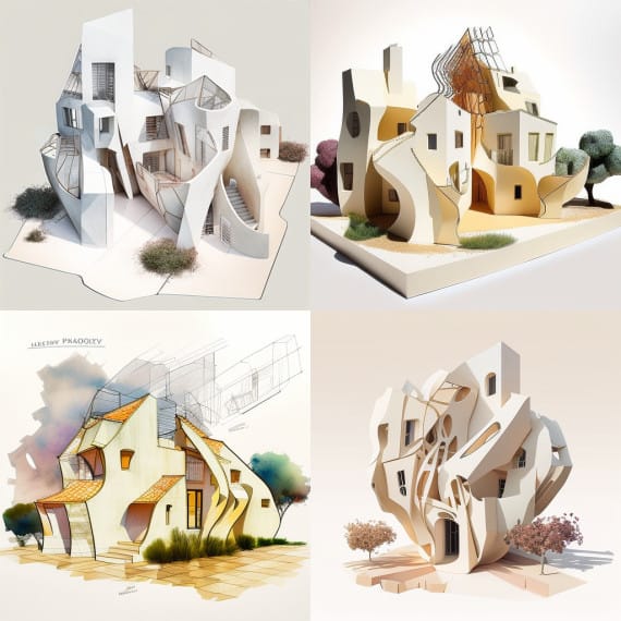 Midjourney Architecture maison Provence Frank Gehry