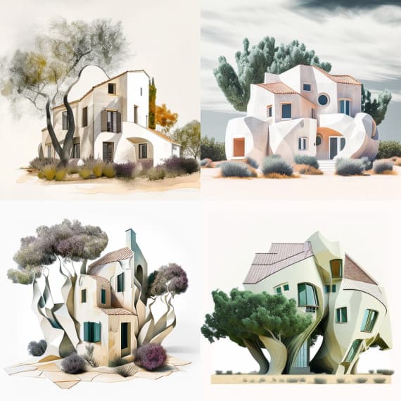Midjourney Architecture mas Provence Frank Gehry