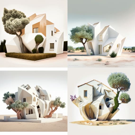 Midjourney dessin maison Provence Frank Gehry