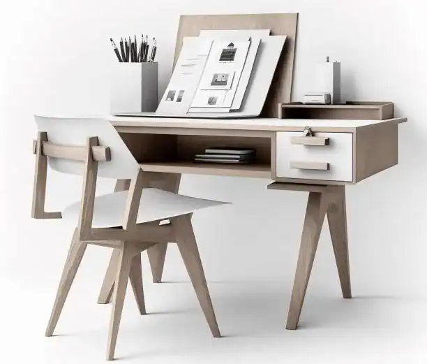 Bureau bois style japandi