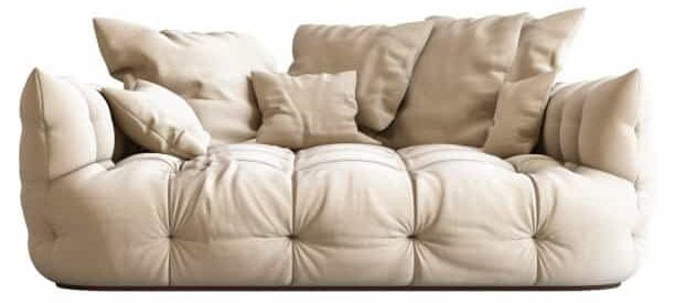 Canapé design revêtu de lin beige