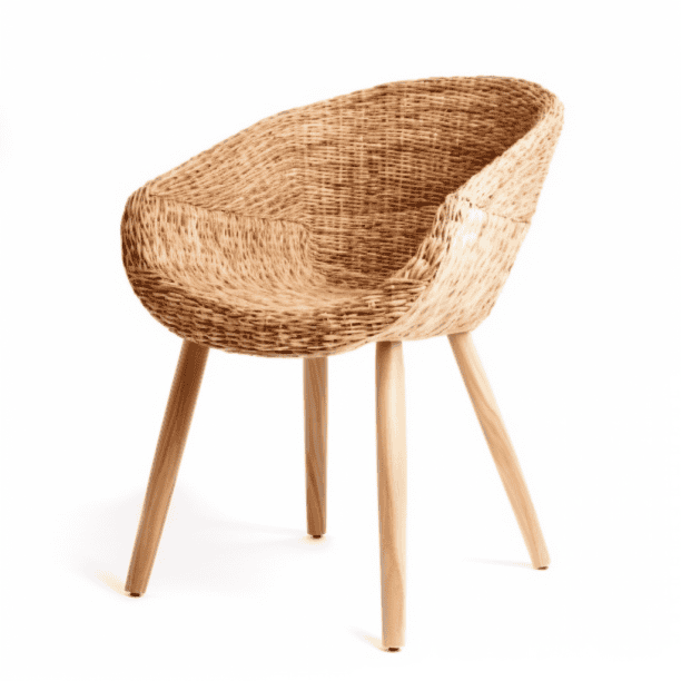 Chaise eco-design en bois et vannerie
