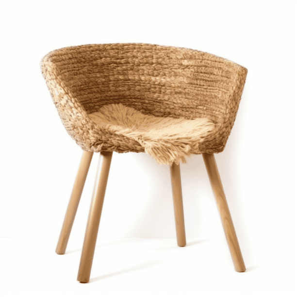 Chaise ecodesign en bois et paille tressée