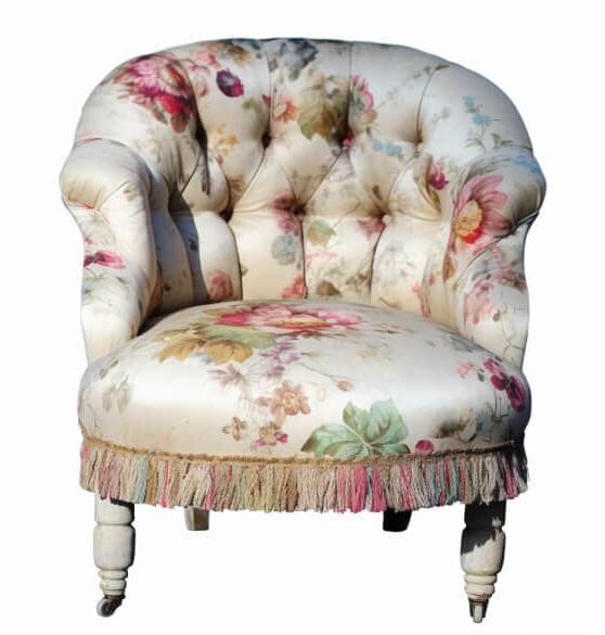 Fauteuil crapaud relooké shabby chic