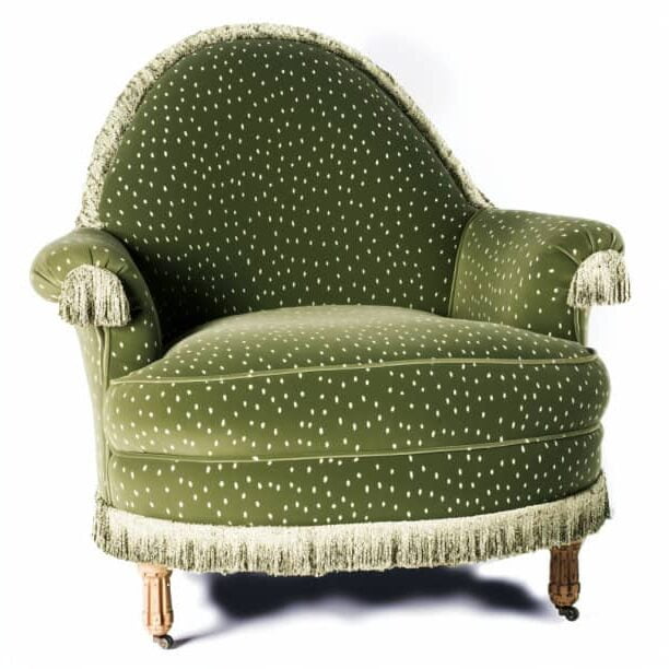 Fauteuil crapaud tissu vert