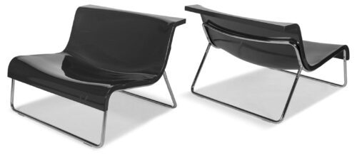 Piero Lissoni Fauteuils noirs en metal et plastique scaled e1722853096140