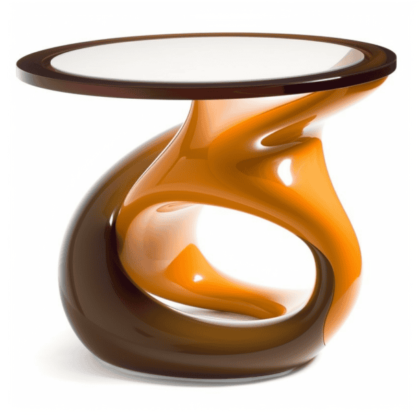 Table basse en bioplastique marron et orange