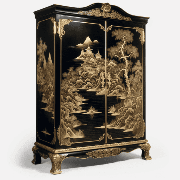 Buffet relooke chinoiserie moderne noir et or