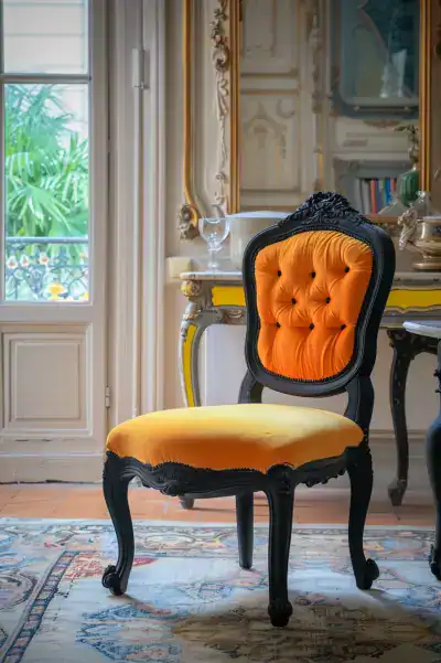 Chaise Louis XV orange vif