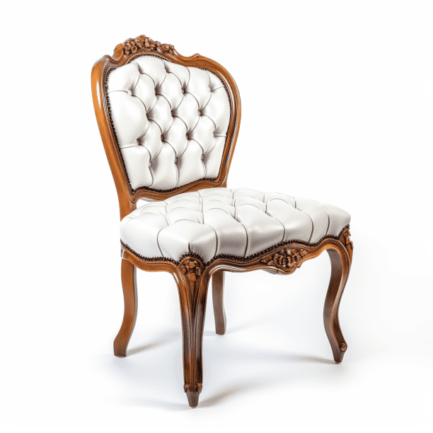 Chaise Louis XV relookée cuir végétal blanc