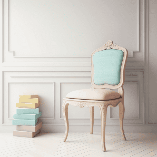 Chaise Louis XV relookée en style scandinave couleur pastel vert et rose