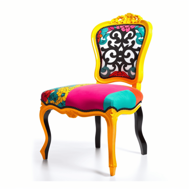 Chaise Louis XV relookée style bariolé moderne