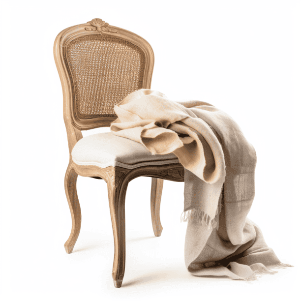 Chaise Louis XV relookée toile chanvre et cannage