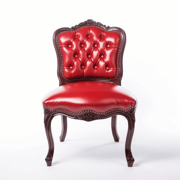 Chaise Louis XV relooking cuir végétal rouge capitonné