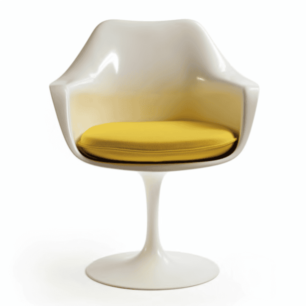 Fauteuil Tulipe / Tulip Armchair blanc et jaune - Eero Saarinen - Knoll International