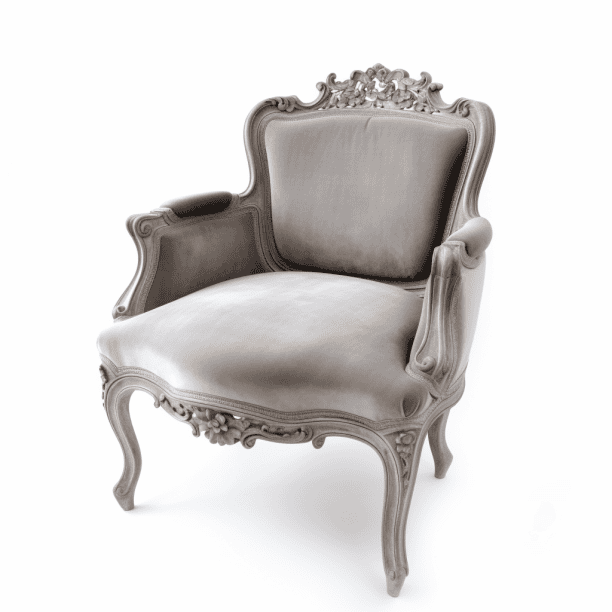 Relooking chaise Louis XV velours gris et bois cérusé