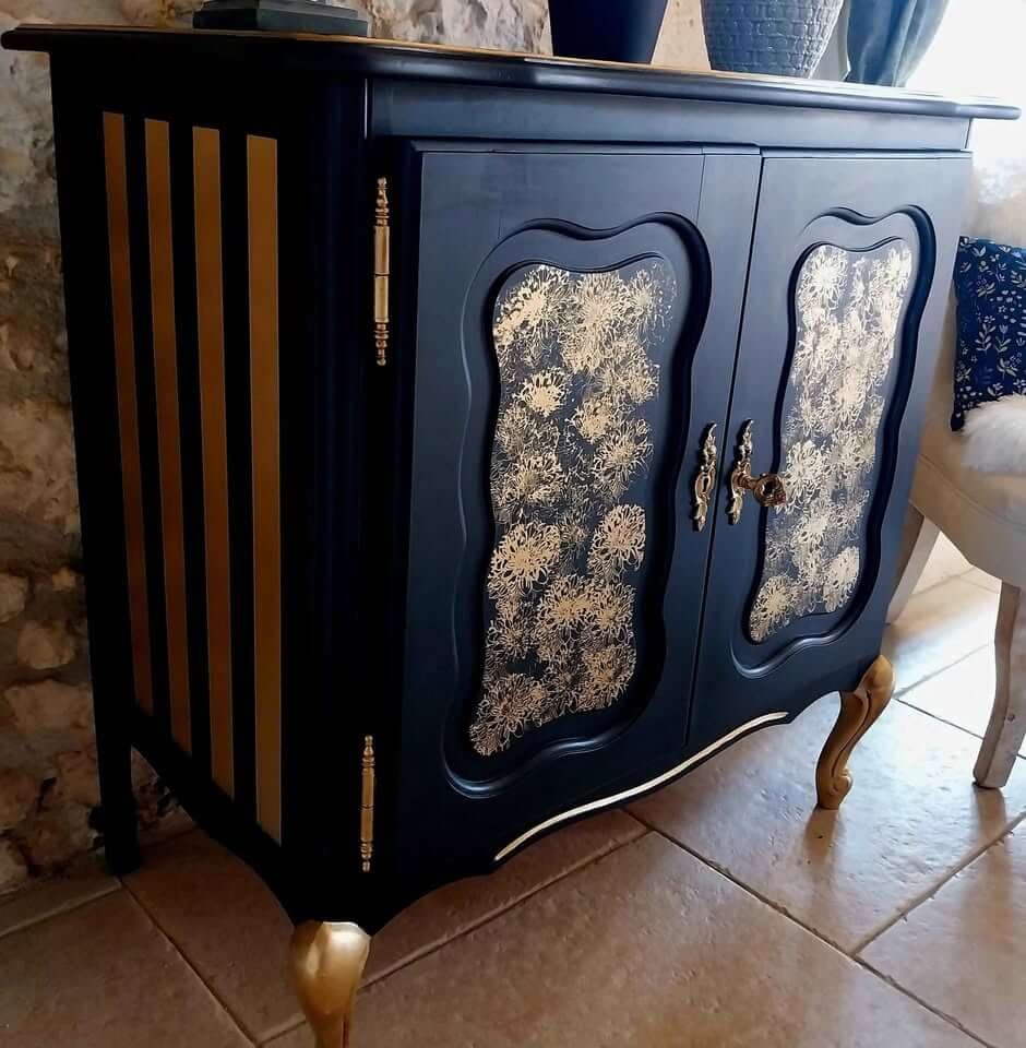 Relooking commode noir et or