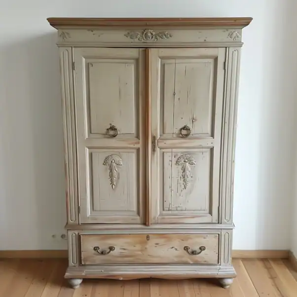 Vieille armoire repeinte à la céruse