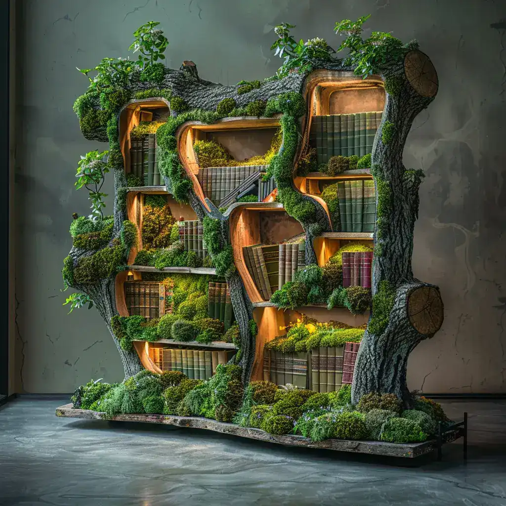 Bibliothèque biodégradable imaginée par IA