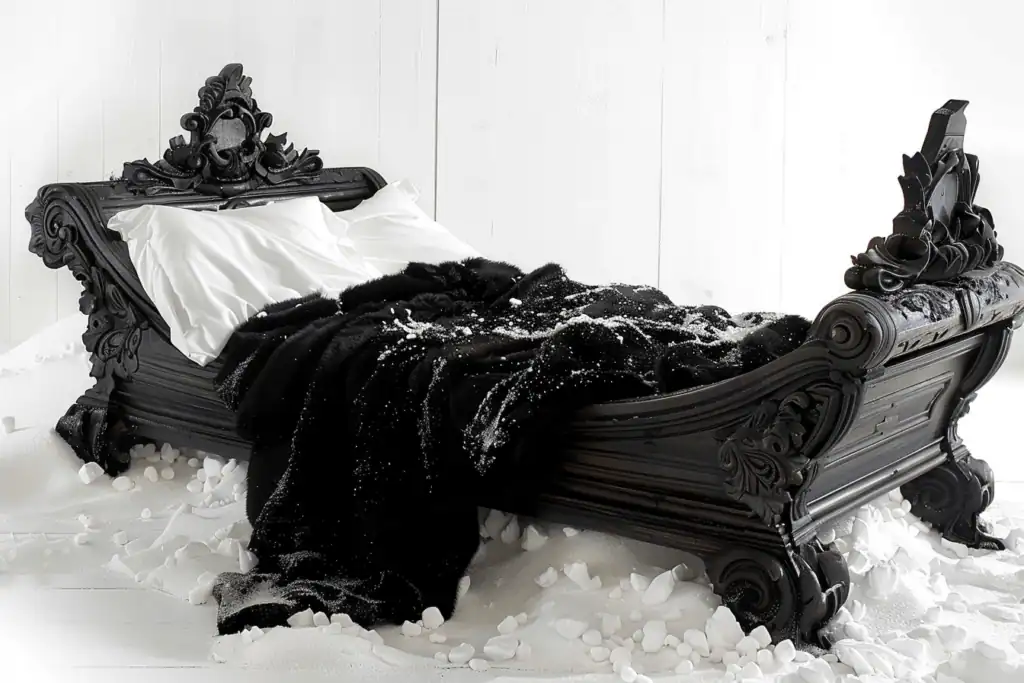 Lit en bois brûlé dans le style de Maarten Baas