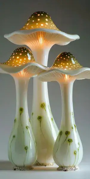 Lampadaire champignon vert et blanc
