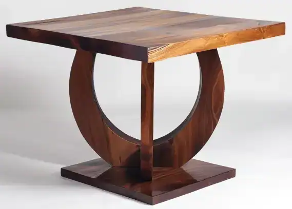 Petite table design carree teinte au brou de noix e1721501848658