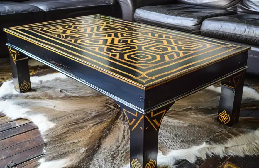 Table basse noir et or motifs geometriques e1721498639623