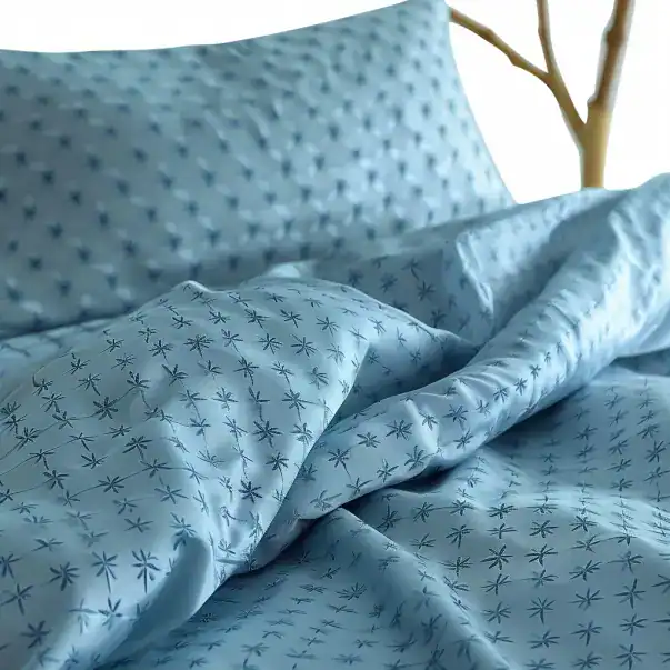 drap imprimé bleu en viscose de bambou