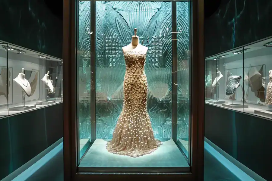 Visual merchandising - vitrine robe de luxe